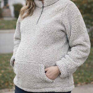 Soft Gray  Maternity Sherpa Fleece